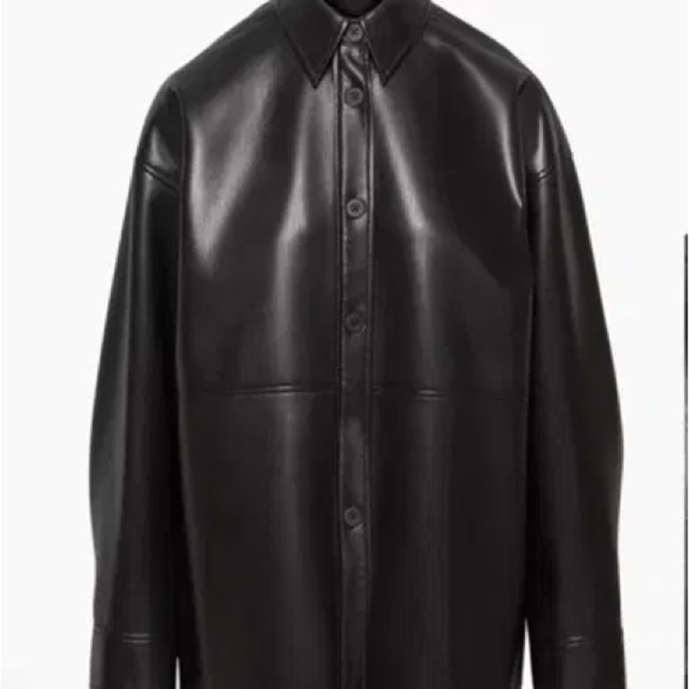 Aritzia Babaton Black Lightweight Shirt Leather Jacket